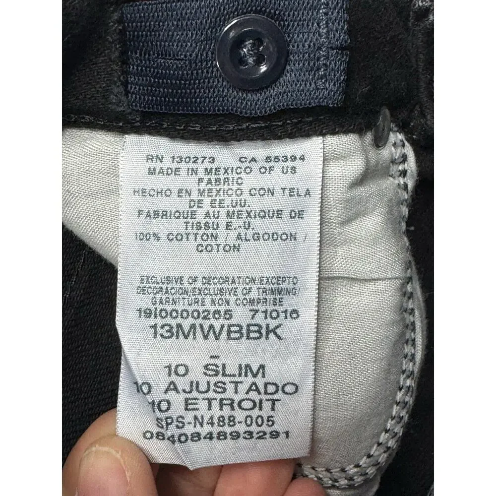 Wrangler Youth Boy's Straight Leg Adj Waist‎ Black Denim Jeans Size 10S (22x26)*